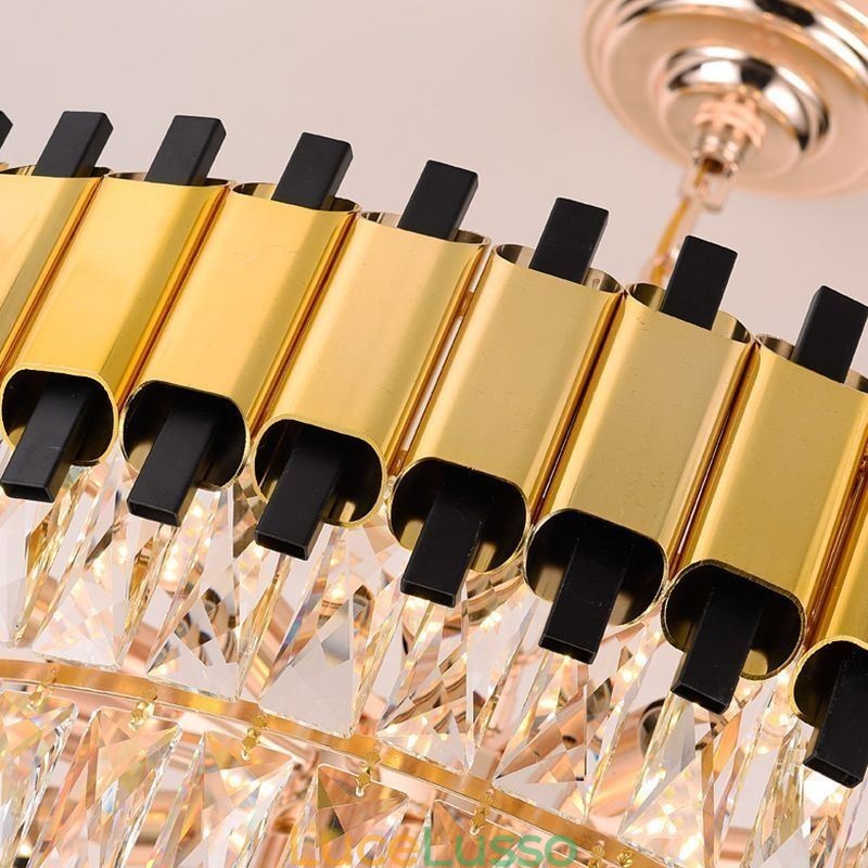 Lampada a sospensione in cristallo di lusso, illuminazione da soffitto rotonda