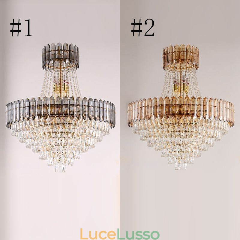 Moderna lampada a sospensione in cristallo dorato