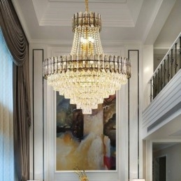 Moderna lampada a sospensione in cristallo dorato