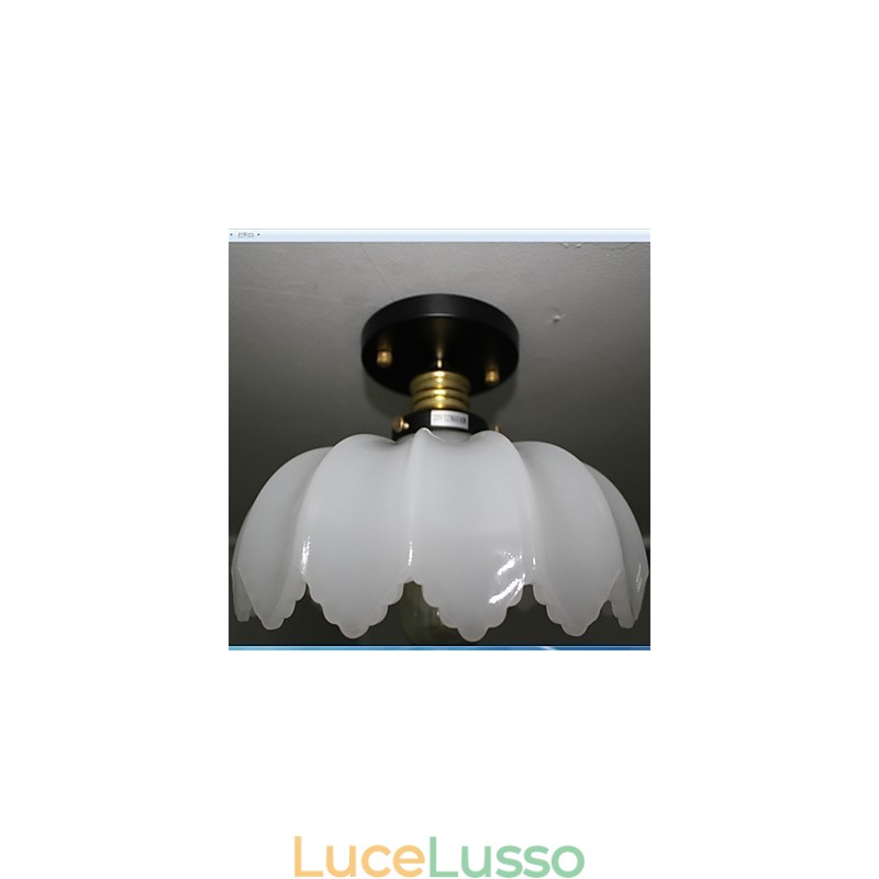 Lampada da soffitto in vetro di giada imitazione retrò a 1 testa di loto