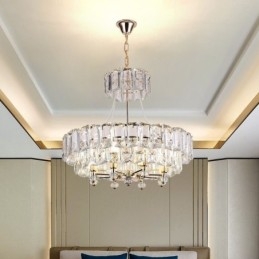 Lampada a sospensione in cristallo bianco, luci da soffitto moderne, luci sospese
