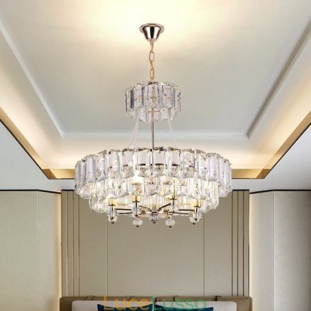 Lampada a sospensione in cristallo bianco, luci da soffitto moderne, luci sospese Lampada a sospensione in cristallo bianco, luci da soffitto moderne, luci sospese