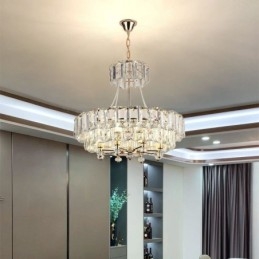 Lampada a sospensione in cristallo bianco, luci da soffitto moderne, luci sospese