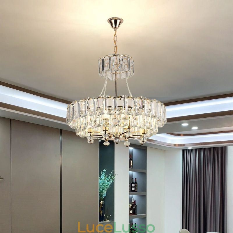 Lampada a sospensione in cristallo bianco, luci da soffitto moderne, luci sospese