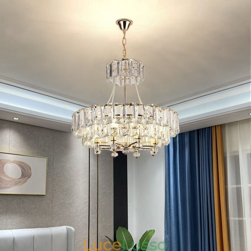 Lampada a sospensione in cristallo bianco, luci da soffitto moderne, luci sospese