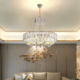 Lampada a sospensione in cristallo bianco, luci da soffitto moderne, luci sospese