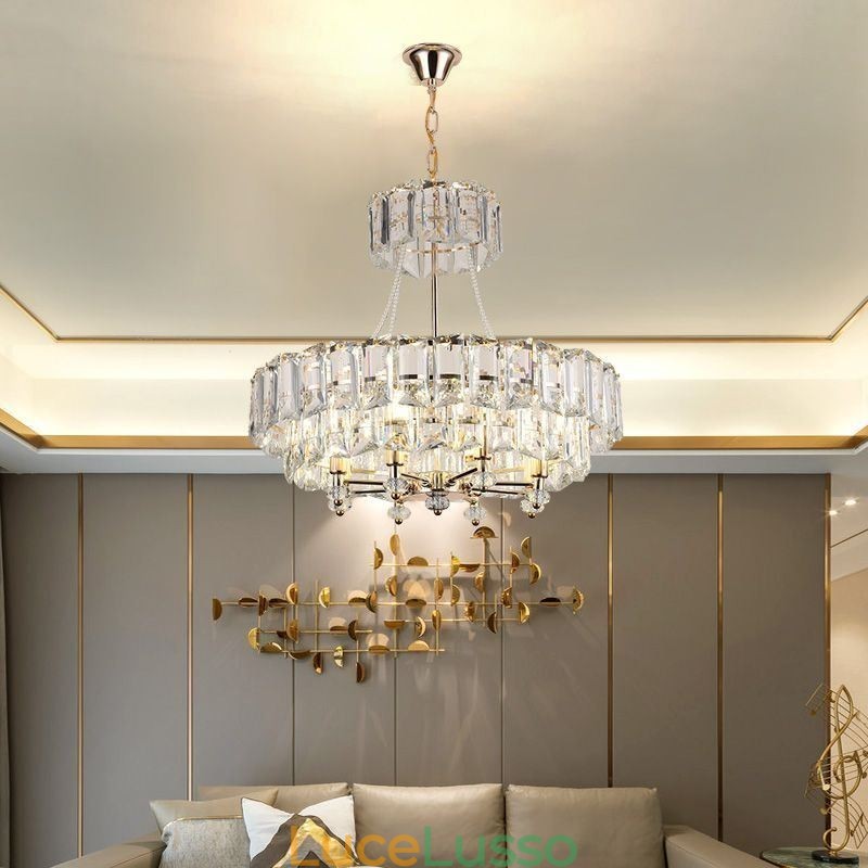 Lampada a sospensione in cristallo bianco, luci da soffitto moderne, luci sospese