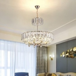 Lampada a sospensione in cristallo bianco, luci da soffitto moderne, luci sospese