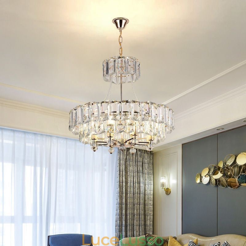 Lampada a sospensione in cristallo bianco, luci da soffitto moderne, luci sospese