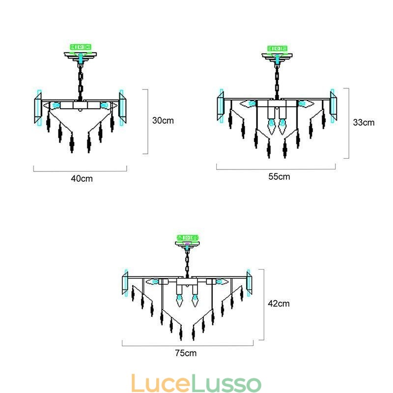 Lampada a sospensione in cristallo di lusso Lampada da soffitto 6 9 12 luci