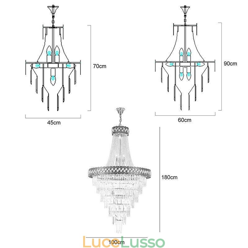 Lussuosa lampada a sospensione in cristallo da soffitto
