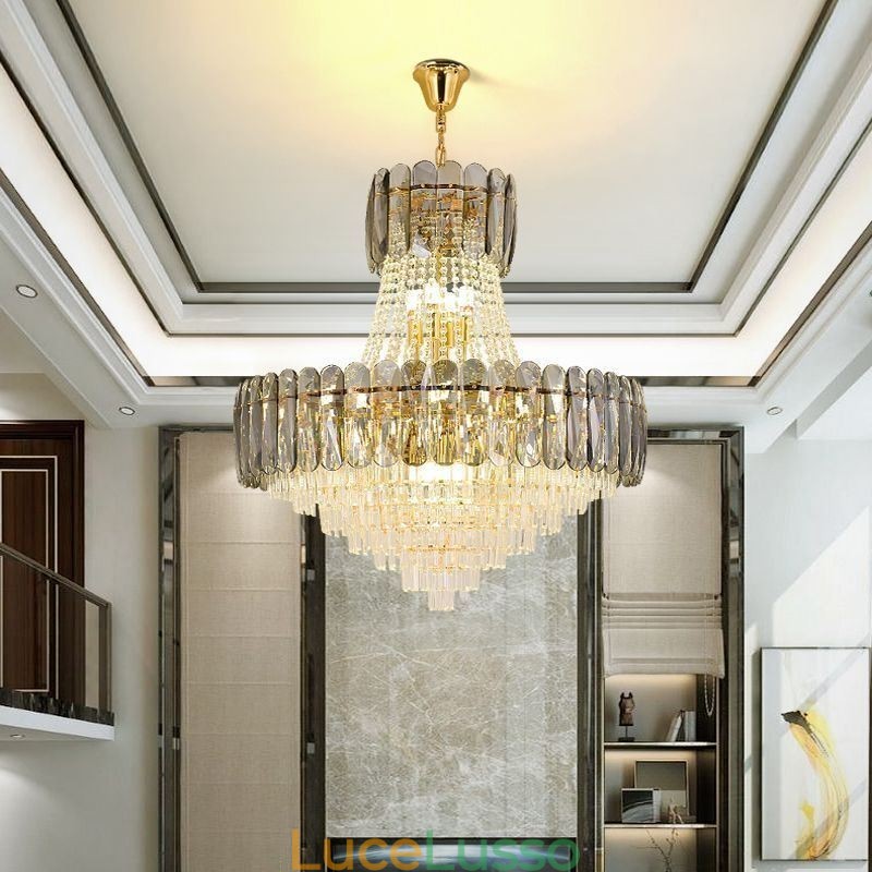Lampada a sospensione in cristallo europeo Lampada da soffitto contemporanea