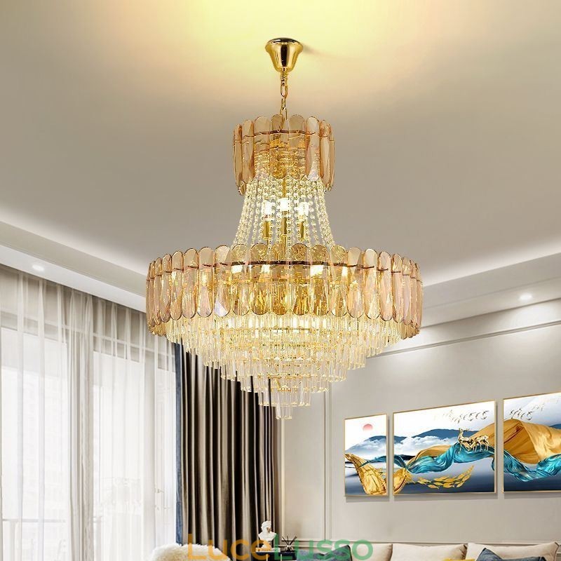 Lampada a sospensione in cristallo europeo Lampada da soffitto contemporanea