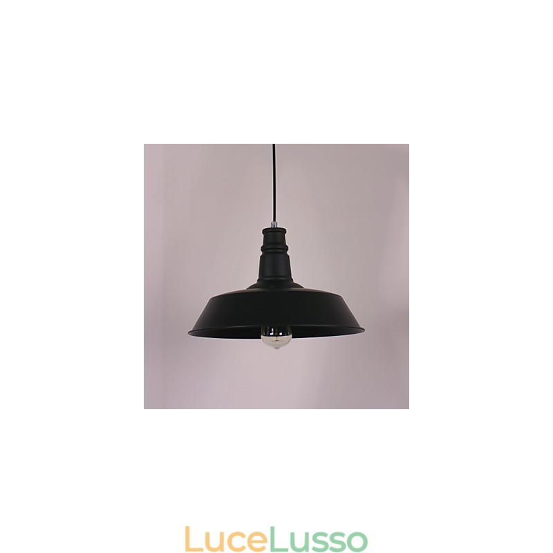 Lampada a sospensione moderna nera con paralume in cerchio in evidenza