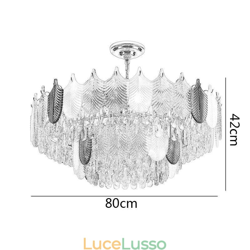 Lampada a sospensione a forma di foglia di lusso, lampada da soffitto in cristallo
