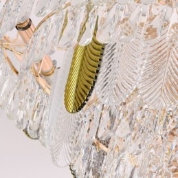 Lampada a sospensione a forma di foglia di lusso, lampada da soffitto in cristallo