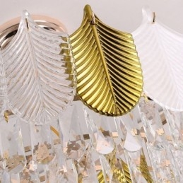 Lampada a sospensione a forma di foglia di lusso, lampada da soffitto in cristallo