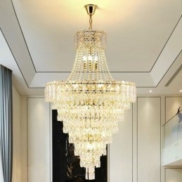 Moderna ed elegante lampada a sospensione in cristallo, luce da soffitto conica