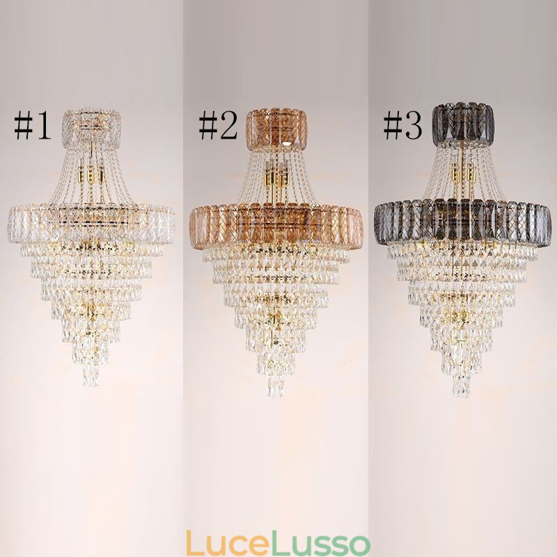 Moderna ed elegante lampada a sospensione in cristallo, luce da soffitto conica