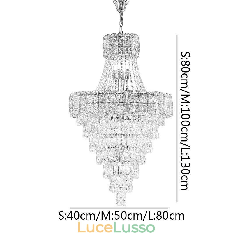Moderna ed elegante lampada a sospensione in cristallo, luce da soffitto conica
