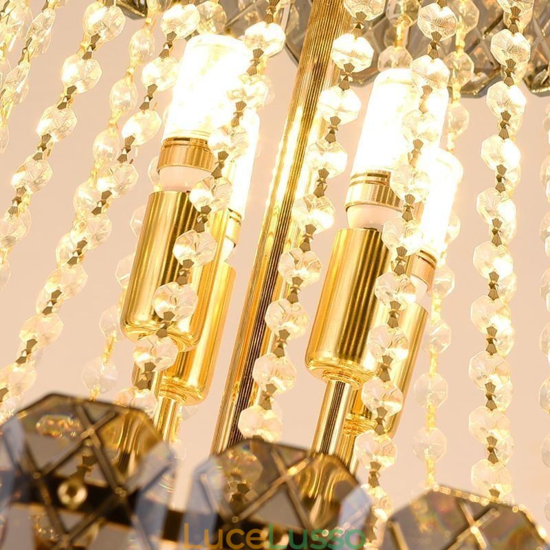 Moderna ed elegante lampada a sospensione in cristallo, luce da soffitto conica