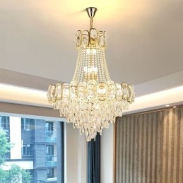 Lampada a sospensione moderna in cristallo, lampada da soffitto rotonda