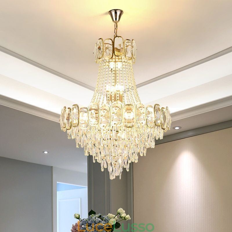 Lampada a sospensione moderna in cristallo, lampada da soffitto rotonda