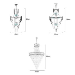 Lussuosa lampada a sospensione in oro con lampada da soffitto in cristallo