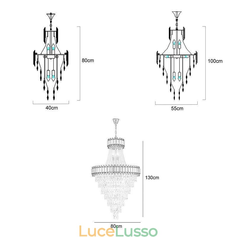 Lussuosa lampada a sospensione in oro con lampada da soffitto in cristallo