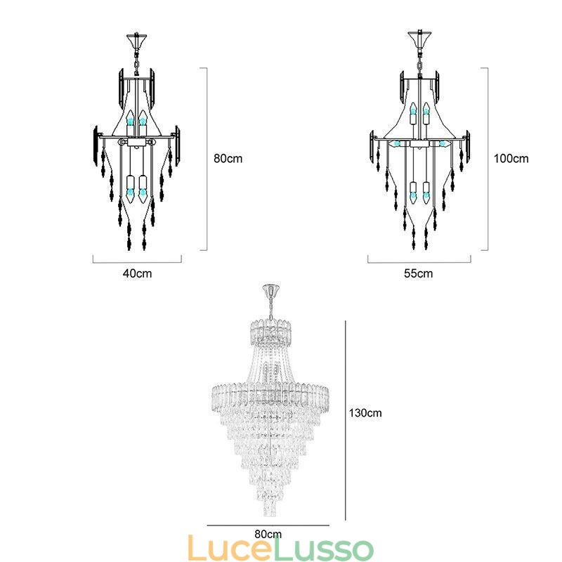 Lampada a sospensione conica in cristallo Elegante lampada a sospensione