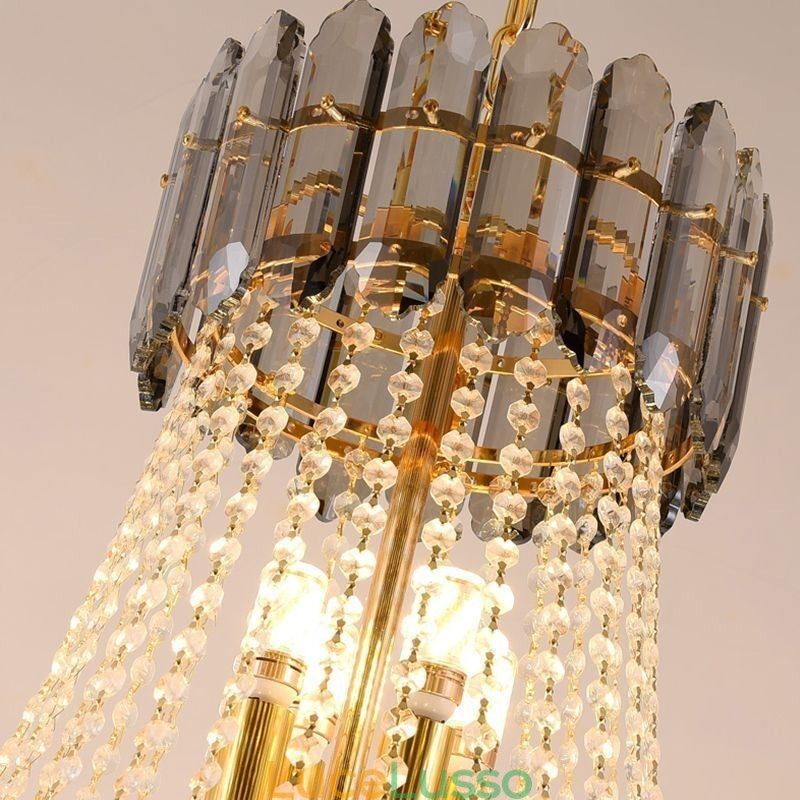 Lampada a sospensione conica in cristallo Elegante lampada a sospensione