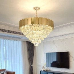 Lampada a sospensione moderna ed elegante in cristallo, lampada da soffitto conica