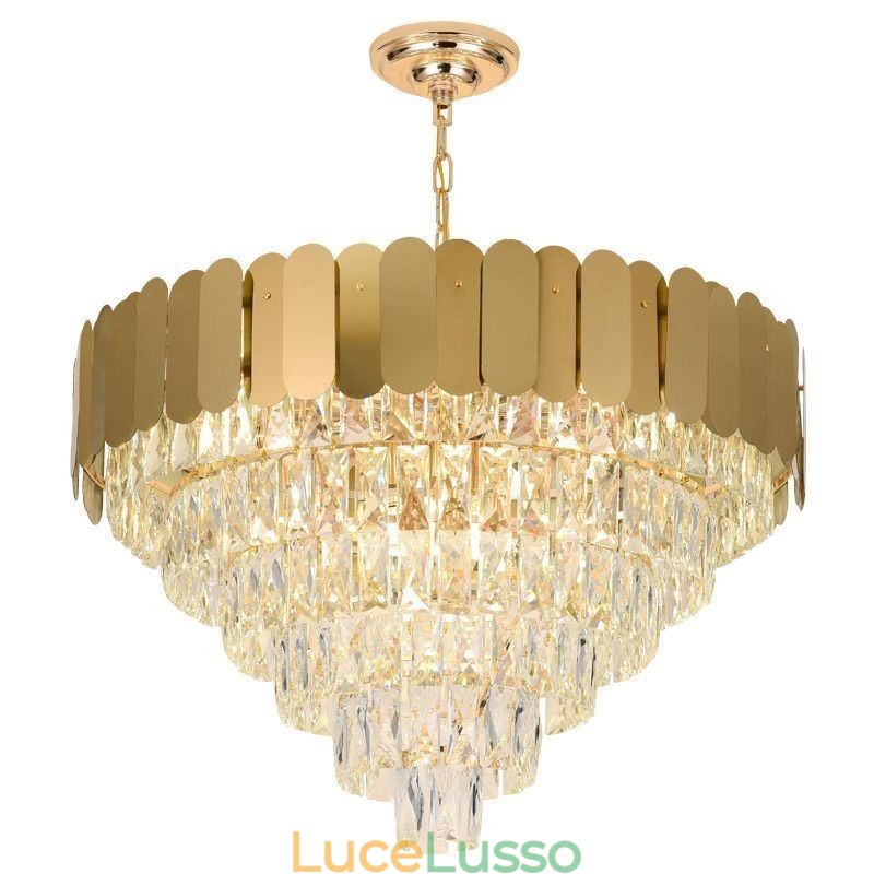 Lampada a sospensione moderna ed elegante in cristallo, lampada da soffitto conica