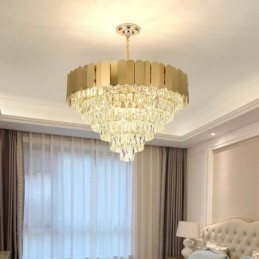 Lampada a sospensione moderna ed elegante in cristallo, lampada da soffitto conica