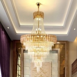 Lampada a sospensione in cristallo elegante europea Lampada da soffitto conica
