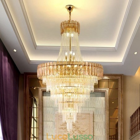 Lampada a sospensione in cristallo elegante europea Lampada da soffitto conica Lampada a sospensione in cristallo elegante europea Lampada da soffitto conica