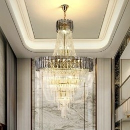 Lampada a sospensione in cristallo elegante europea Lampada da soffitto conica
