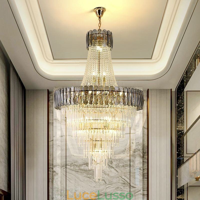 Lampada a sospensione in cristallo elegante europea Lampada da soffitto conica