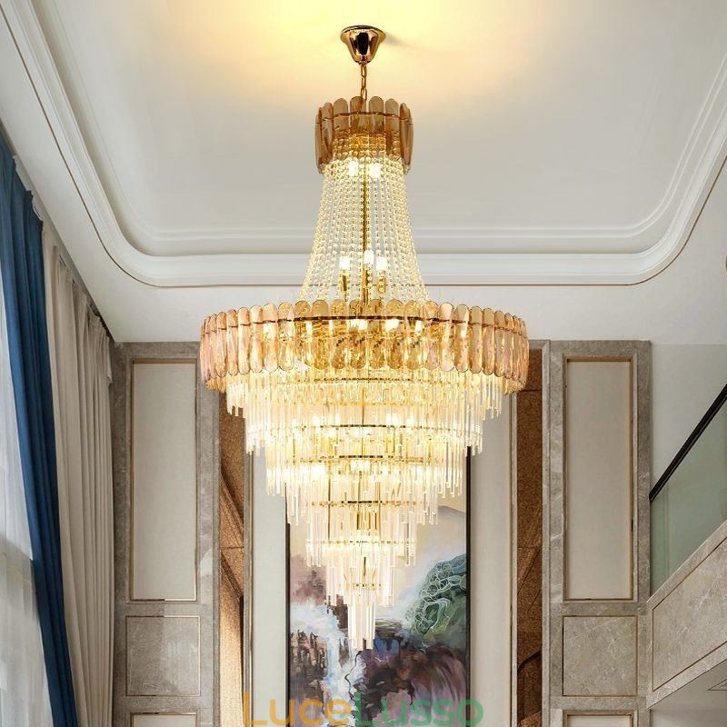 Lampada a sospensione in cristallo elegante europea Lampada da soffitto conica