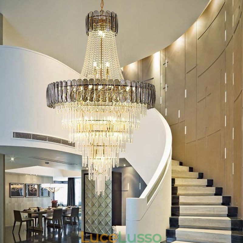 Lampada a sospensione in cristallo elegante europea Lampada da soffitto conica