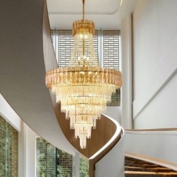 Lampada a sospensione in cristallo elegante europea Lampada da soffitto conica