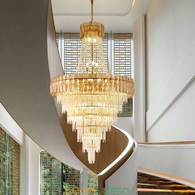 Lampada a sospensione in cristallo elegante europea Lampada da soffitto conica