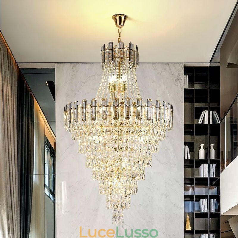 Moderna ed elegante lampada a sospensione in cristallo, lampada a sospensione conica