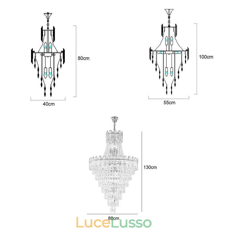 Moderna ed elegante lampada a sospensione in cristallo, lampada a sospensione conica