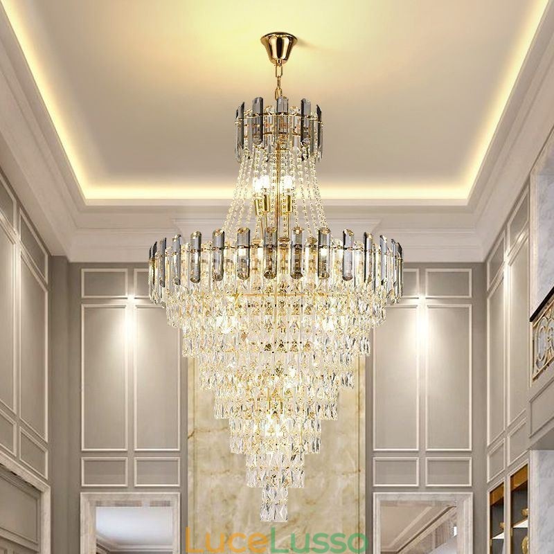 Moderna ed elegante lampada a sospensione in cristallo, lampada a sospensione conica