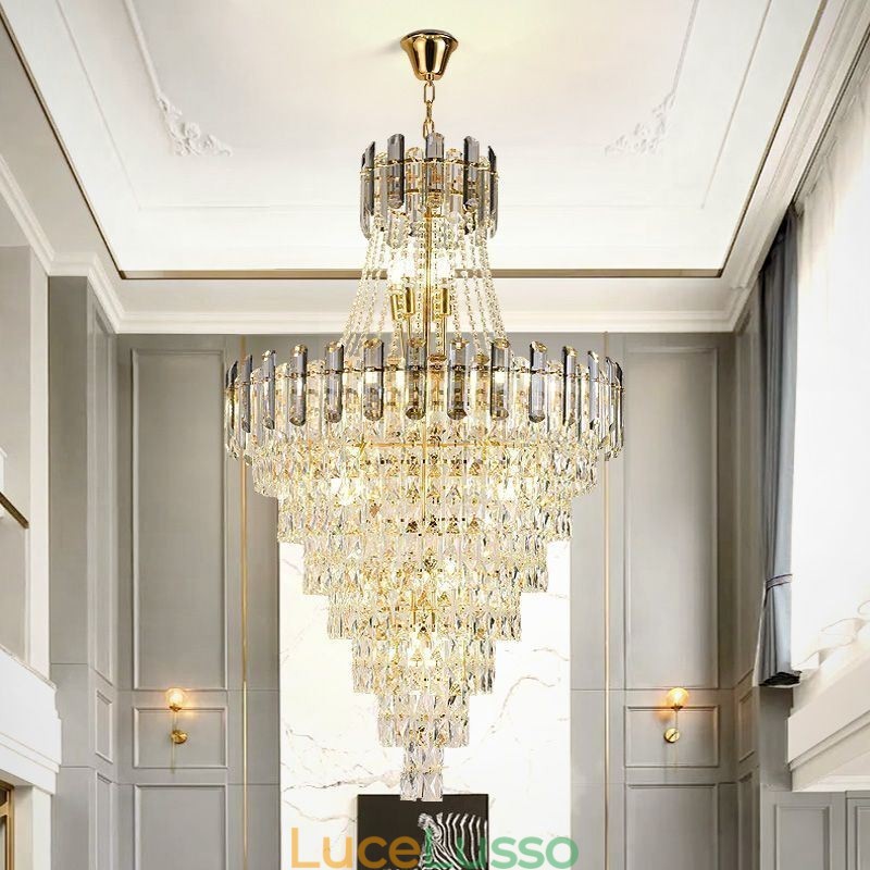 Moderna ed elegante lampada a sospensione in cristallo, lampada a sospensione conica