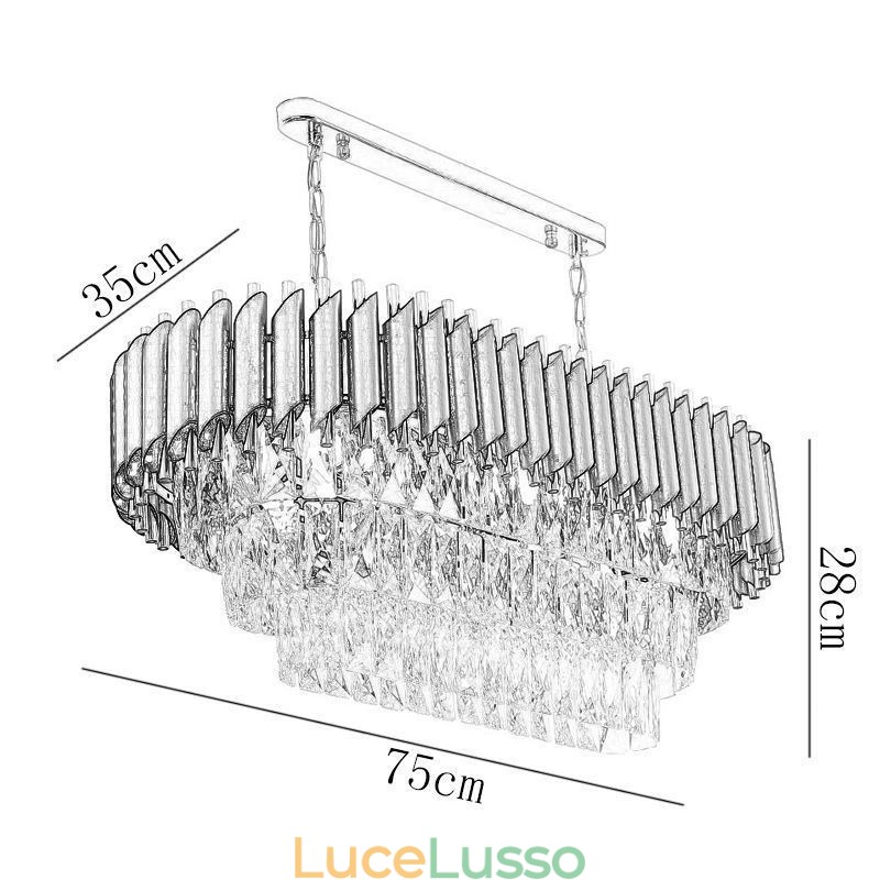Lampada a sospensione in cristallo Lampada da soffitto ovale