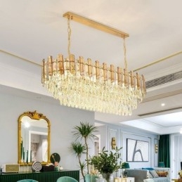 Lampada a sospensione moderna in cristallo, lampada da soffitto ovale