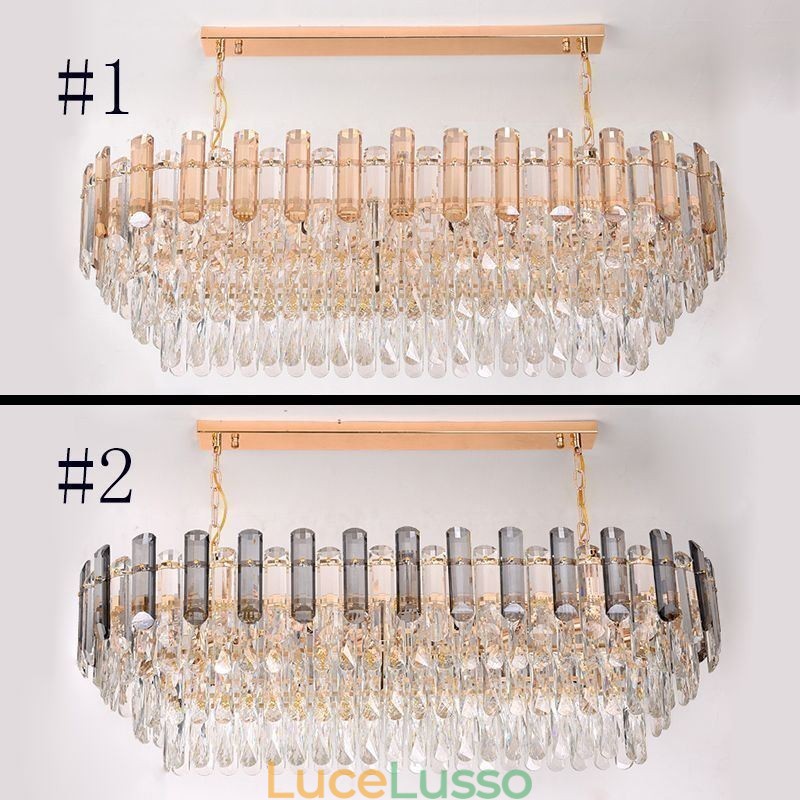 Lampada a sospensione moderna in cristallo, lampada da soffitto ovale
