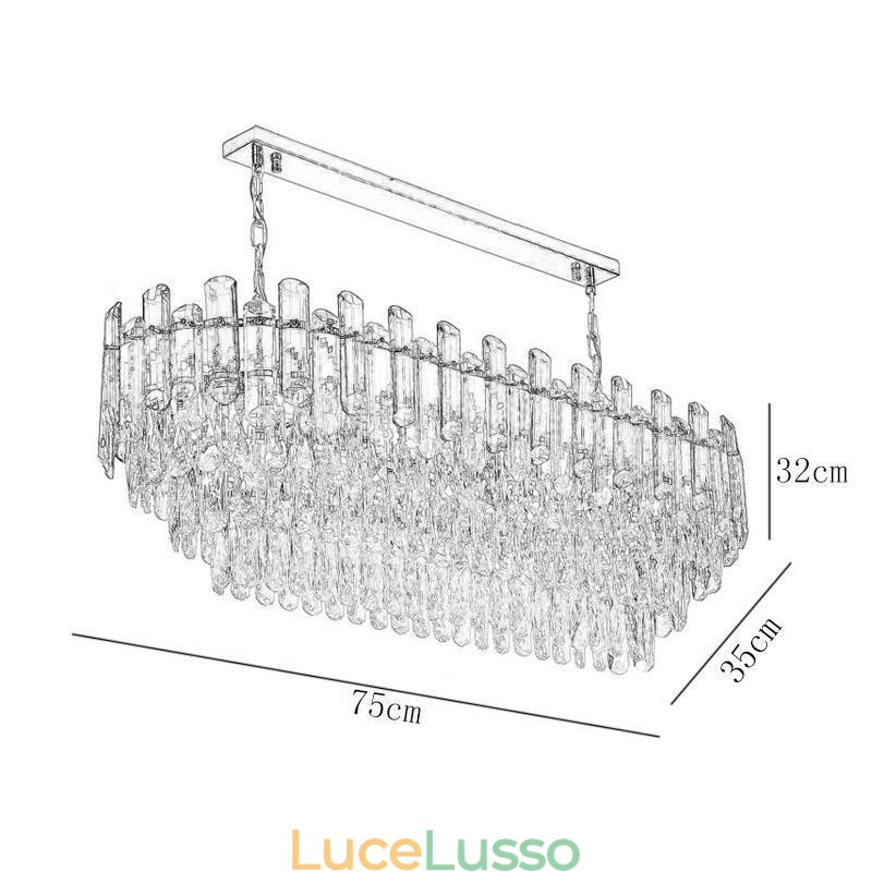 Lampada a sospensione moderna in cristallo, lampada da soffitto ovale